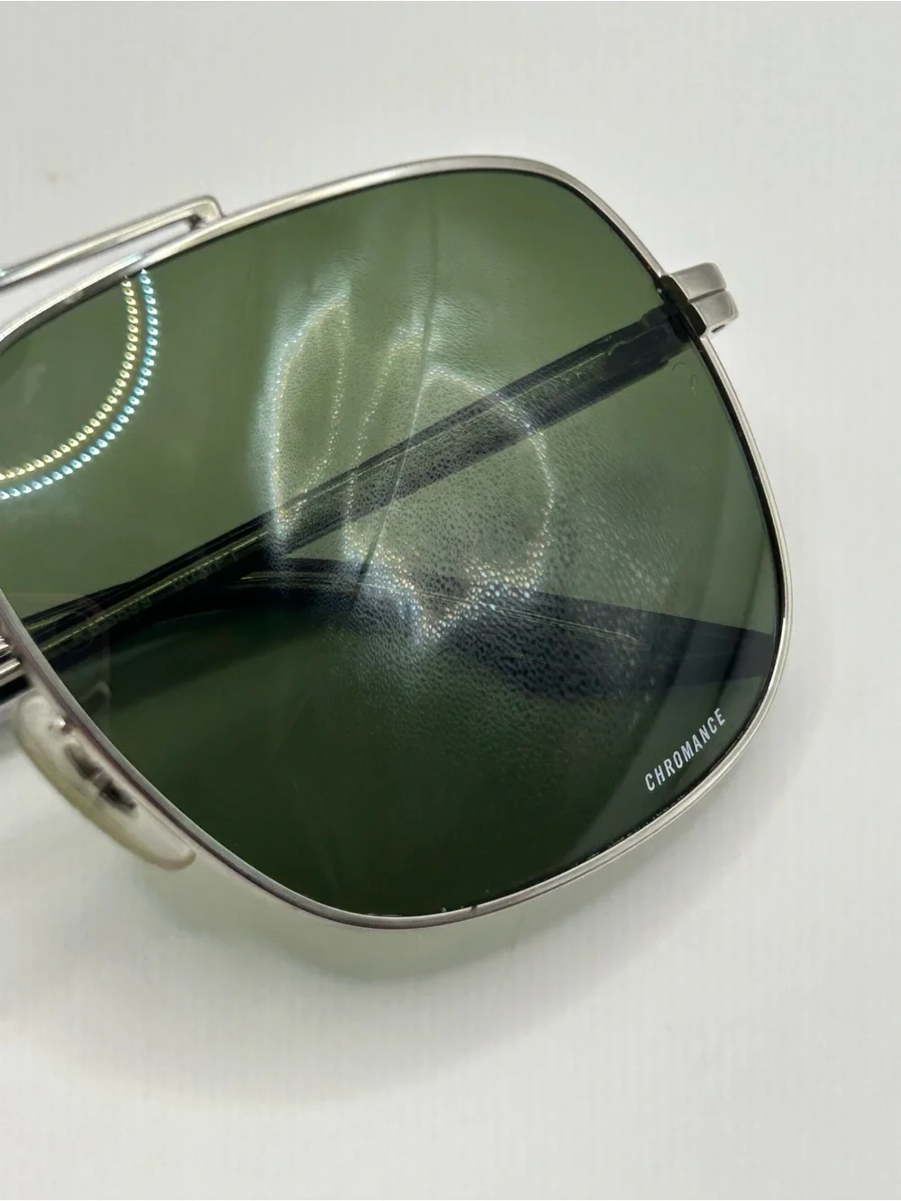 Ray-Ban Silver Frame Dark Green Lens Sunglasses